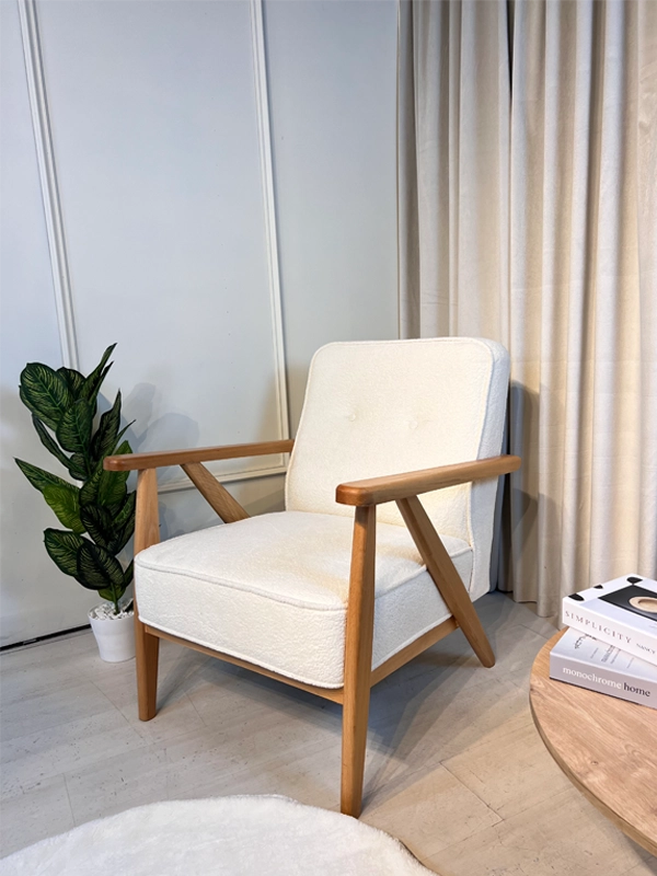 Modern ve Şık Love Naturel Berjer - Beyaz Renk