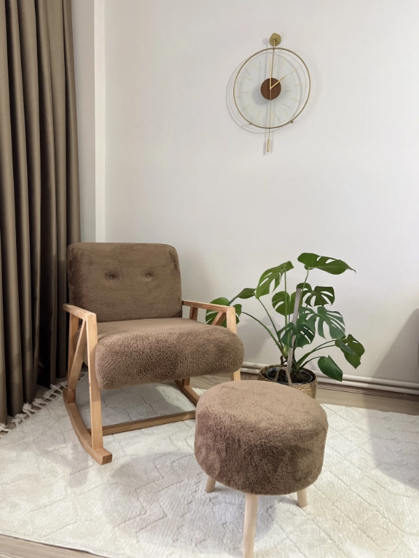Sallanan Ahşap Berjer Koltuk Teddy - Kahverengi