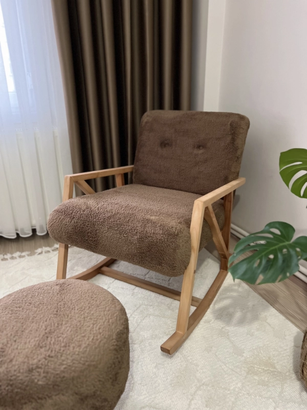 Sallanan Ahşap Berjer Koltuk Teddy - Kahverengi