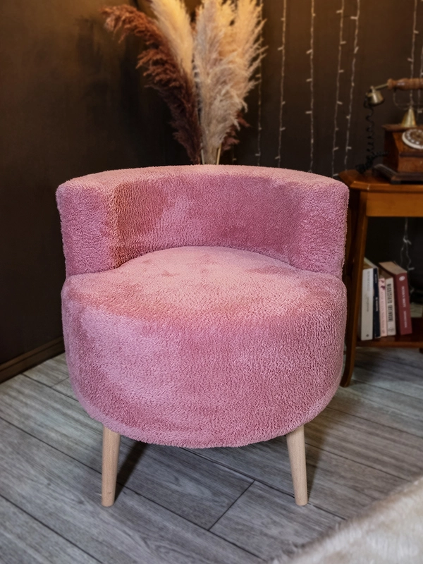 Çay Seti Tekli Koltuk ve Puf Takımı Teddy - Pembe